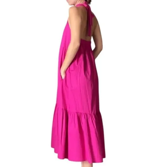 NWT Monica Nera Demi Midi Pink Dress Orchid Flower Size S - Picture 7 of 11
